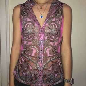 Pink paisley sheer sleeveless top